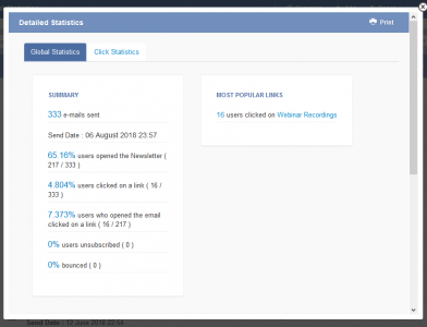 ACYMailing Statistics summary