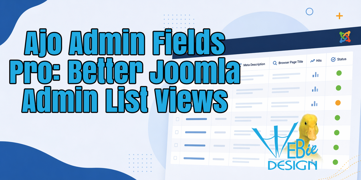 Joomla admin panel with custom fields grid illustration